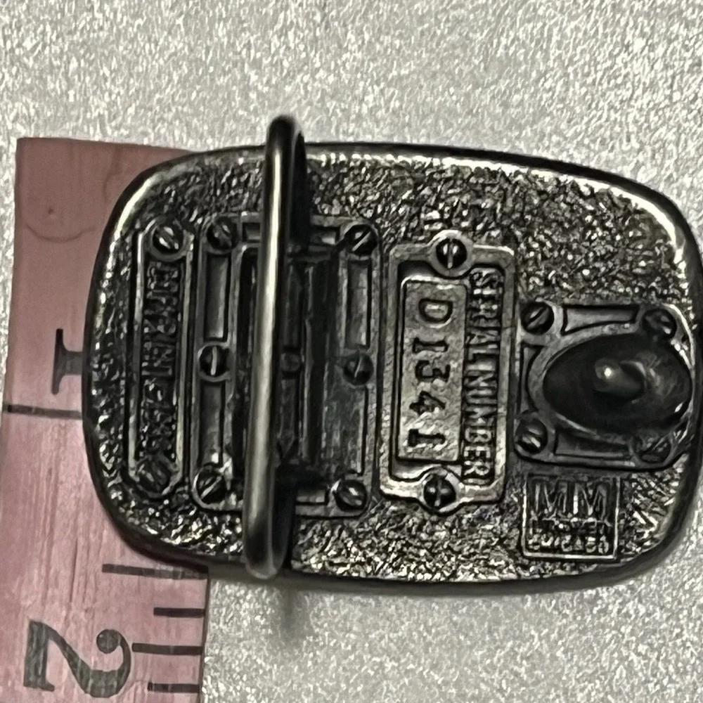 Vintage MM United Chicago Fire Truck Belt Buckle Solid Metal USA 1983 D1341